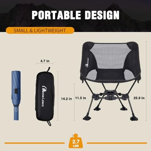 MOON LENCE Portable Camping Chair Backpacking Chair - The 4th Generation Ultralight Folding Chair - Compact, Lightweight Foldable Chairs for Hiking Mountaineering, Beach