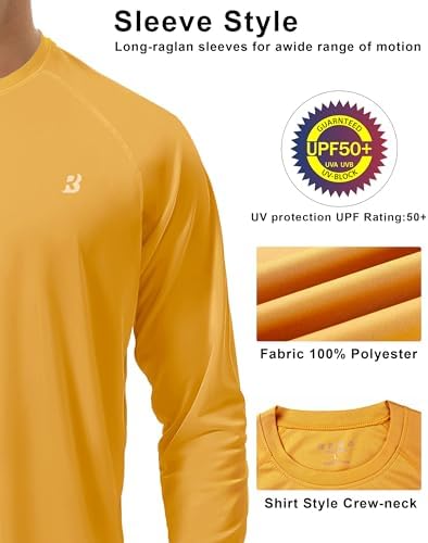 Roadbox Mens UPF 50+ UV Sun Protection Shirts Outdoor Long Sleeve SPF Rash Guard for Fishing Hiking Swimming Running