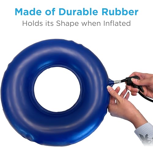 NOVA Inflatable Ring Seat Cushion, Inflatable Donut Cushion for Pressure Relief, Postpartum, BBL & Bedsore Recovery – Durable Rubber, Easy to Inflate/Deflate, Easy to Clean Blue, Bicycle Pump Required