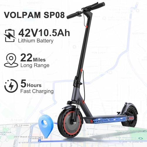 VOLPAM Electric Scooter, 350W/500W, 8.5"/10" Tires, 12/21/28 Miles Range, 16/19/22Mph, Folding E-Scooter with Dual Braking