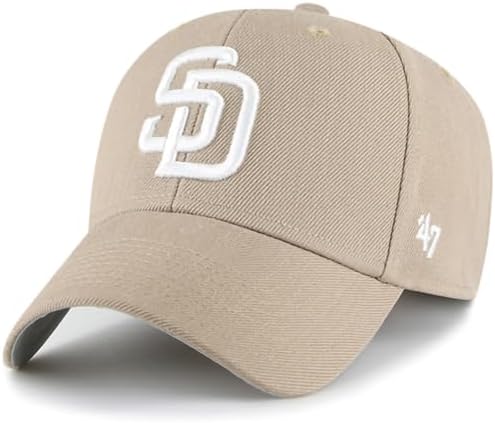 47 MLB Khaki White Primary Logo MVP Adjustable Hat, Adult One Size Fits All
