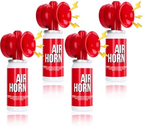 Air Horn 1.4oz 4pcs, Loud Mini Safety Boat Air Horn Can, Sports Event Starting Horn, Mini Small Compressed Blow Fog Bear, Celebrate Victory(4,Red)