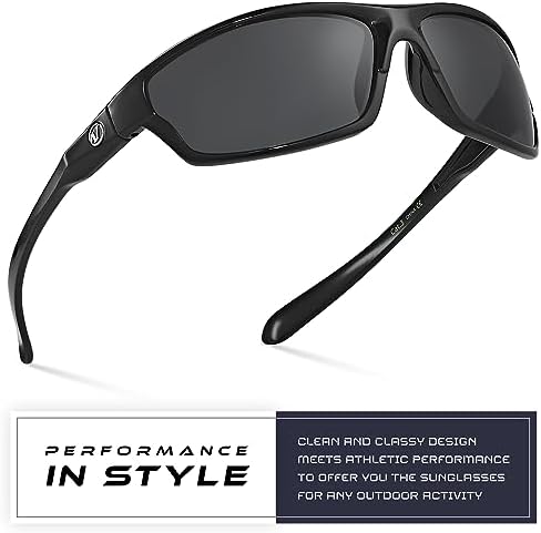 Nitrogen Polarized Wrap Around Sport Sunglasses for Men Women UV400 Protection Sun Glasses