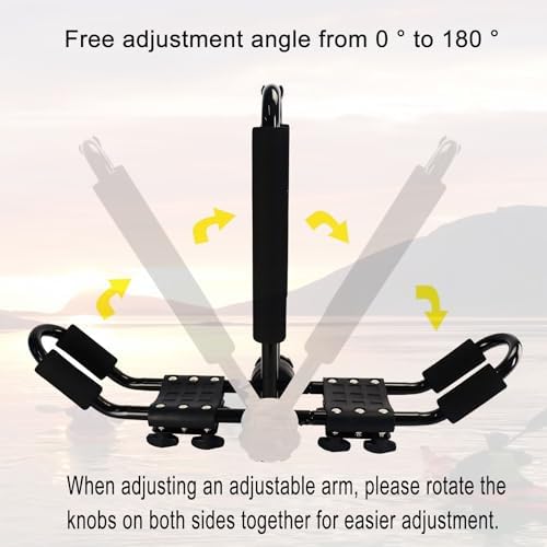 Folding Kayak roof Rack Adjustable for Kayak/Canoe/SUP,J-Bar Rack on Roof Mounting On SUV, Car and Truck Crossbars. (23-krf-2)