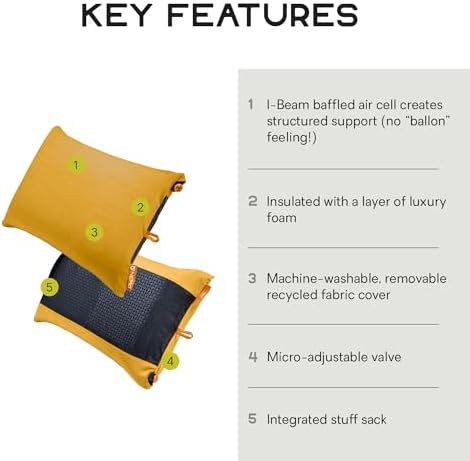 NEMO Equipment Fillo Backpacking & Camping Pillow - Mango/Golden Oak - One Size