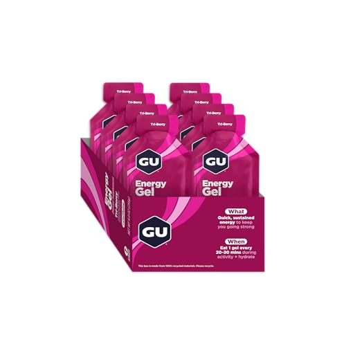 GU Energy Original Sports Nutrition Energy Gel, Vegan, Gluten-Free, Kosher, and Dairy-Free On-the-Go Energy for Any Workout, 8-Count, Tri-Berry