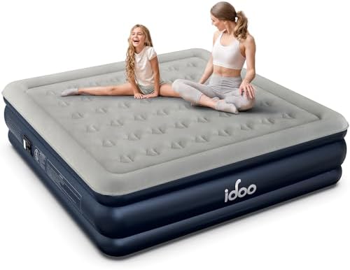 iDOO King Air Mattress with Built in Pump, 18" Raised Comfort Blow up Mattress, Upgraded Four Chamber Air Bed, Inflatable Mattress for Guests & Home, colchones inflables, AirBed, 750lbs Max
