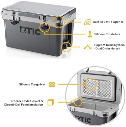 RTIC Ultra-Light 32 Quart Hard Cooler Insulated Portable Ice Chest Box for Drink, Beverage, Beach, Camping, Picnic, Fishing, Boat, Barbecue, 30% Lighter Than Rotomolded Coolers