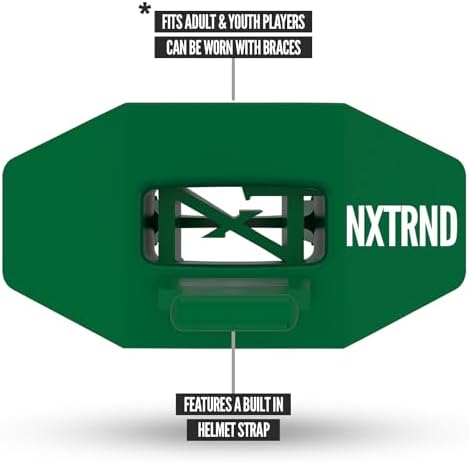 Nxtrnd Two Football Mouth Guard, Football Mouthpiece with Strap, Fits Adult & Youth (Dark Green)