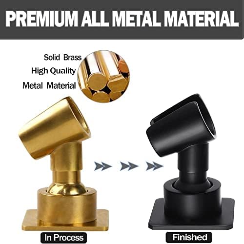 Shower Head Holder All Meta Handheld Shower Wand Bracket Adhesive Shower Wall Mount Holder Brass Shower Spray Holder Black, Drill Free Glue Installation