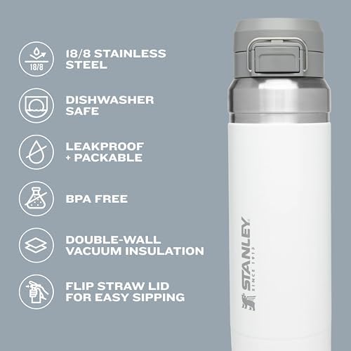 Stanley Quick Flip GO Water Bottle 24 oz | Push Button Lid | Leakproof and Packable for Travel and Sports | Insulated Stainless Steel | BPA-Free | Lilac 2.0