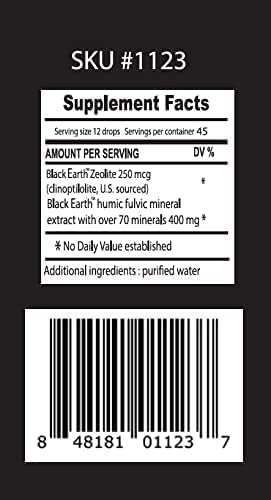 The Food Movement Black Earth Zeolite with Humic Fulvic Acids, Trace Minerals for Gut Health, Immune Support - 1oz Liquid Drops Supplement