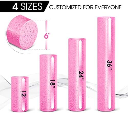 Yes4All High-Density Round Back Roller Foam, Exercise Foam Roller for Yoga, Pilates & Stretching - 12, 18, 24, 36 inch