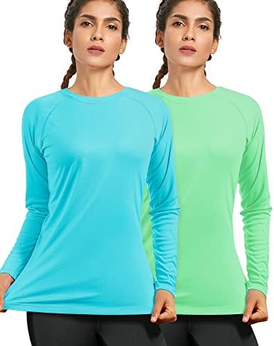 isnowood Women's Sun Protection Long Sleeve Shirts, UPF 50+ UV Rash Guard Swim Shirt, Workout Hiking Running Athletic Tops