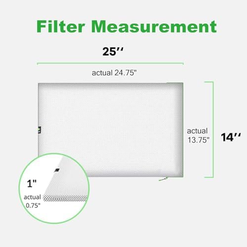 14x25x1 Air filter, Washable and Reusable Air Filter 14x25x1 for AC HVAC Furnace, MERV 8 Air Filters Machine Washable & Dryer Friendly, AC Furnace Air Filter