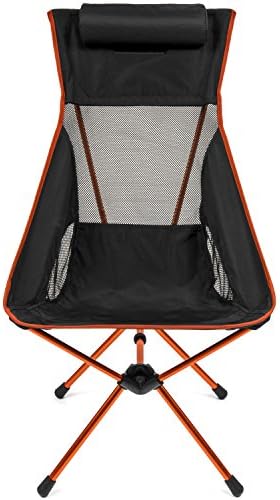 Cascade Mountain Tech Outdoor High Back Lightweight Camp Chair with Headrest and Carry Case - Black
