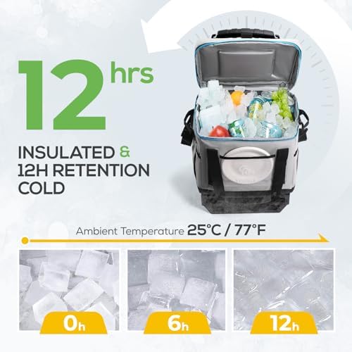 TOURIT Portable 50-Can Collapsible Rolling Soft Cooler with 29L Space & Reinforced All-Terrain Cart with Wheels Easy Transportation, Large Leakproof Travel Beach Ice Chest for Grocery Shopping