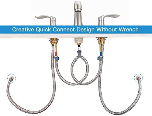 Bathroom Sink Faucet, Faucet for Bathroom Sink, Widespread Brushed Nickel Bathroom Faucet 3 Hole with Stainless Steel Pop Up Drain and cUPC Lead-Free Hose - (Brushed Nickel)