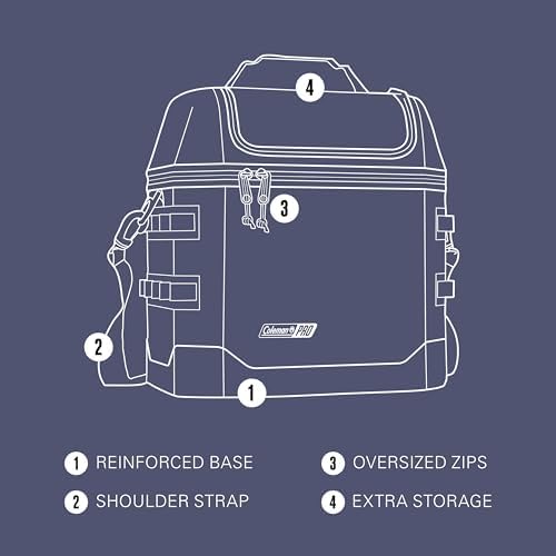 Coleman Pro 16-Can Premium Soft Cooler Lunchbox, Fully Insulated Lid & Body Stays Cold up to 30 Hours
