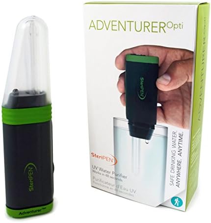 SteriPen Adventurer Opti UV Personal Water Purifier for Camping, Backpacking, Emergency Preparedness and Travel Black/Green Small