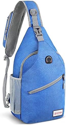 ZOMAKE Sling Bag for Women Men, Small Crossbody Sling Backpack, Mini Water Resistant Shoulder Daypack for Travel, Anti Thief Chest Bag for Hiking, Sports(Blue)
