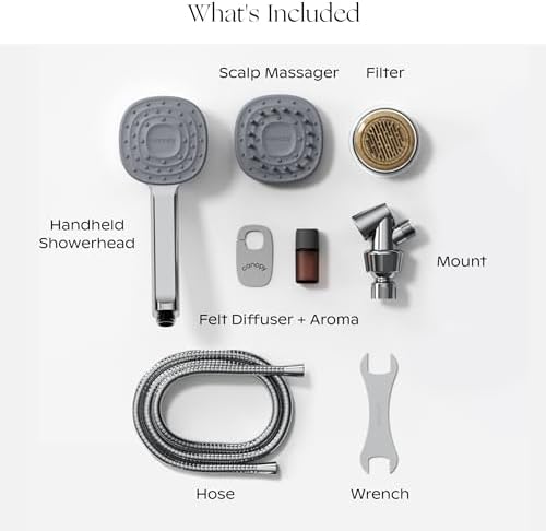 Canopy Handheld Filtered Shower Head & Scalp Massager - High Pressure Shower Head Filter for Hard Water - Reduce Impurities for Healthier Scalp, Skin & Hair - Hair Growth - Chrome