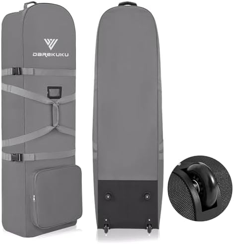 Golf Travel Bags for Airlines with Adjustable Support Rod and Detachable Shoulder Straps, Soft Foldable Golf Club Travel Covers, 900D Heavy Duty Oxford -Universal Size