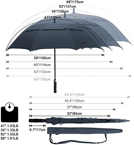 G4Free 47/54/62/68 Inch Automatic Open Golf Umbrella Oversize Extra Large Double Canopy Vented Windproof Waterproof Stick Umbrellas