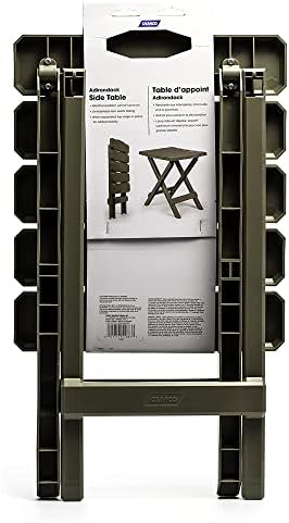 Camco Adirondack Portable Outdoor Camping Small Weatherproof Rustproof Durable Plastic Folding Side Table for Indoor and Outdoor Use, 2 Pack, Taupe