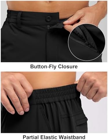 Rdruko Men's Golf Stretch Shorts 9 Inch Inseam Casual Dress Elastic Waist Flat Front Dry Fit Shorts with 5 Pockets