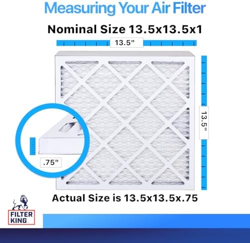 Filter King 13.5x13.5x1 Air Filter | 4-PACK | MERV 8 HVAC Pleated A/C Furnace Filters | MADE IN USA | Actual Size: 13.5 x 13.5 x .75"