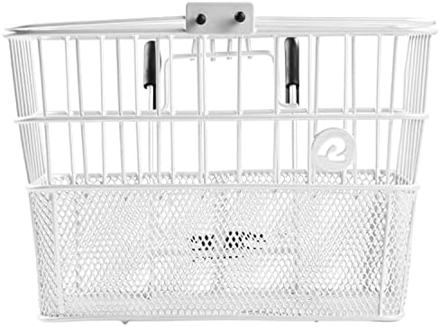 Retrospec Apollo Detachable Front Bike Basket Steel Half-Mesh with Integrated Detachable Hooks and Built-In Handle, Easy Assembly and Portability for Bicycles