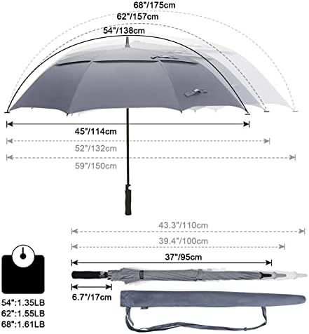 G4Free 47/54/62/68 Inch Automatic Open Golf Umbrella Oversize Extra Large Double Canopy Vented Windproof Waterproof Stick Umbrellas
