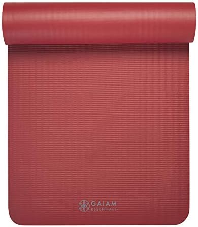 Gaiam Essentials Thick Yoga Mat Fitness & Exercise Mat with Easy-Cinch Yoga Mat Carrier Strap, 72"L x 24"W x 2/5 Inch Thick