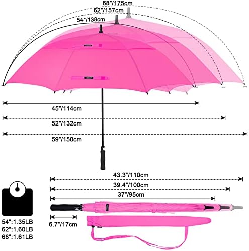 G4Free 47/54/62/68 Inch Automatic Open Golf Umbrella Oversize Extra Large Double Canopy Vented Windproof Waterproof Stick Umbrellas
