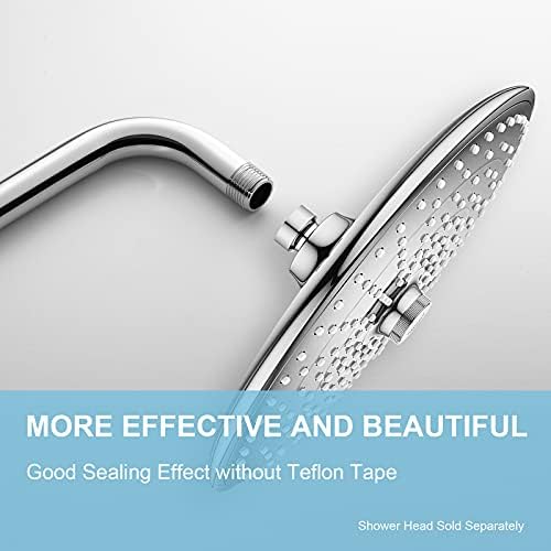OFFO Shower Arm with Flange, 16 Inches Wall Mount Replacement Angle Shower Head Arm Wall-Mounted For Fixed Shower Head & Handheld Showerhead, Chrome