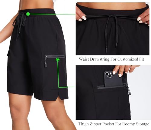 Oalka Women's Hiking Shorts Lightweight Zipper Pockets Cargo Quick Dry Summer Shorts