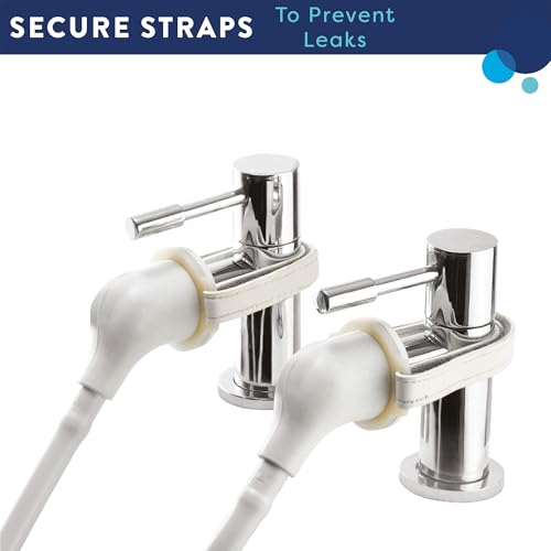 Croydex Secura Shower Head and Hose - Easy Install Push On Shower Attachment for Bath Taps with 1750mm Hose Length, Straps to Secure, Rub Clean Nozzles and Compatible with Low or High Pressure Systems