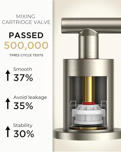 FORIOUS 8 In Widespread Brushed Nickel Bathroom Faucet 3 Hole with Metal Pop Up Drain and 24 Inch Supply Hose, 2 Handle 3 Hole Vanity Faucet for Bathroom Sink Brush Nickel with 360 Degree Swivel Spout