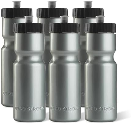 50 Strong Sports Water Bottles – Reusable 22 oz BPA-Free Plastic Bottles with Pull Top Cap – Made in USA – Top Rack Dishwasher Safe – Fits Most Bike Cages Brand