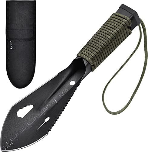 iunio Hiking Trowel, Camping, Backpacking, Portable Shovel, Multitool, Ultralight Camp Tool, with Carrying Pouch, for Gardening, Outdoor, Survival