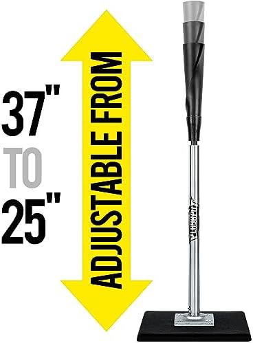 Portable Batting Tee for Baseball/Softball, Height Adjustment from 25-37 inch,Easy Transport Premium Baseball Tee with Rubber Top,Heave Duty Base Hitting Tee for Kids/Youths/Adults