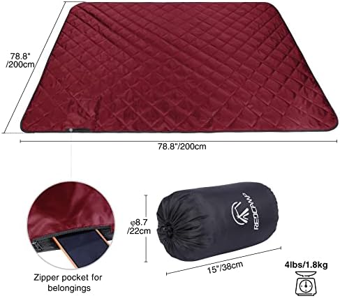 REDCAMP Large Warm Blanket with Sherpa Lining, Cold Weather Outdoor Blanket Windproof for Camping Stadium, Machine Washable 79"x 79" Red