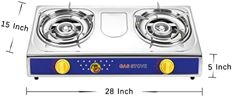 Vivicreate Camping 20000 BTU 2 burner stainless steel panel auto ignition Propane Gas Outdoor Garden Fishing Hiking Camp Restaurant Stove Burner