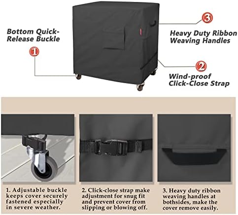 Porch Shield Waterproof Rolling 80-100 Qt Cooler Cart Cover Fits Most Patio Ice Chest Party Cooler (Black, 40"L x 20"W x 32"H)