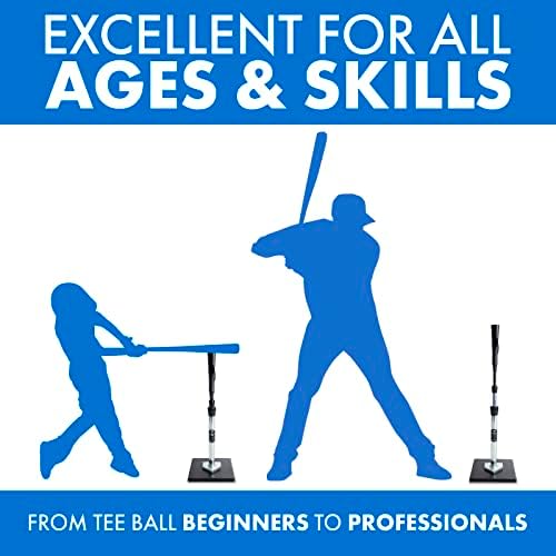 Tanner Tee The Original Batting Tee – Adjustable Pro Hitting Tee for Baseball & Softball, Steel Shaft, Composite Base, Hand-Rolled Rubber Top, 26"-43" Height