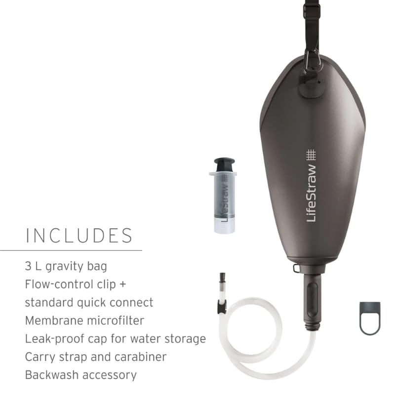 LifeStraw Peak Series Compact Gravity Water Filter System; 3L; Dark Mountain Gray