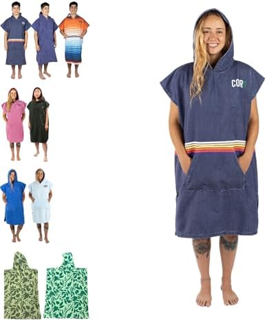 COR Surf Poncho Changing Towel Robe with Hood and Front Pocket | Thick Quick Dry Microfiber Towel