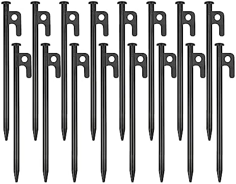 16 Pack Tent Stakes Heavy Duty Metal Tent Pegs for Camping Steel Tent Stakes 8 inch Unbreakable and Inflexible