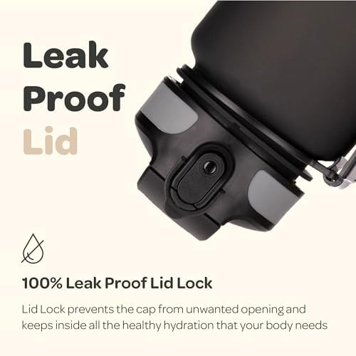 Hydracy Water Bottle with Time Marker -Large BPA Free Water Bottle & No Sweat Sleeve -Leak Proof Gym Bottle with Fruit Infuser Strainer & Times to Drink -Ideal for Fitness Sports & Outdoors